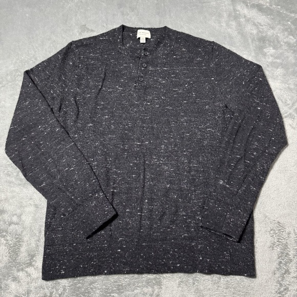 Club Monaco Womens Wool Speckled Gray 1/4 Button Pullover Size L - Picture 1 of 8